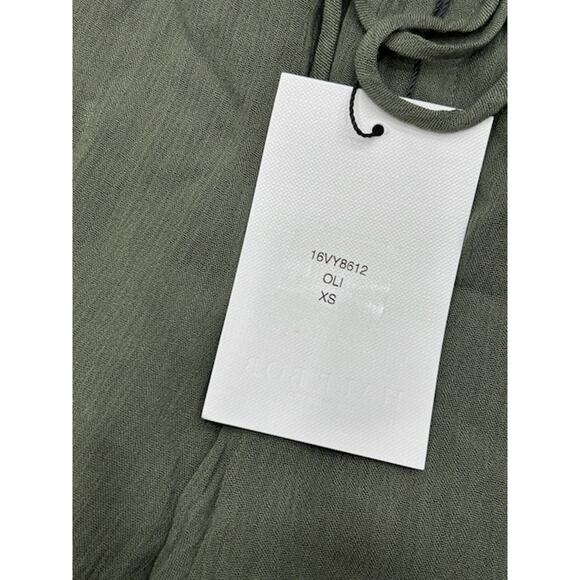 NWT Hale Bob Womens Gauzy Ankle Pants Elastic Waist Embroidered Olive Green XS - Picture 7 of 9